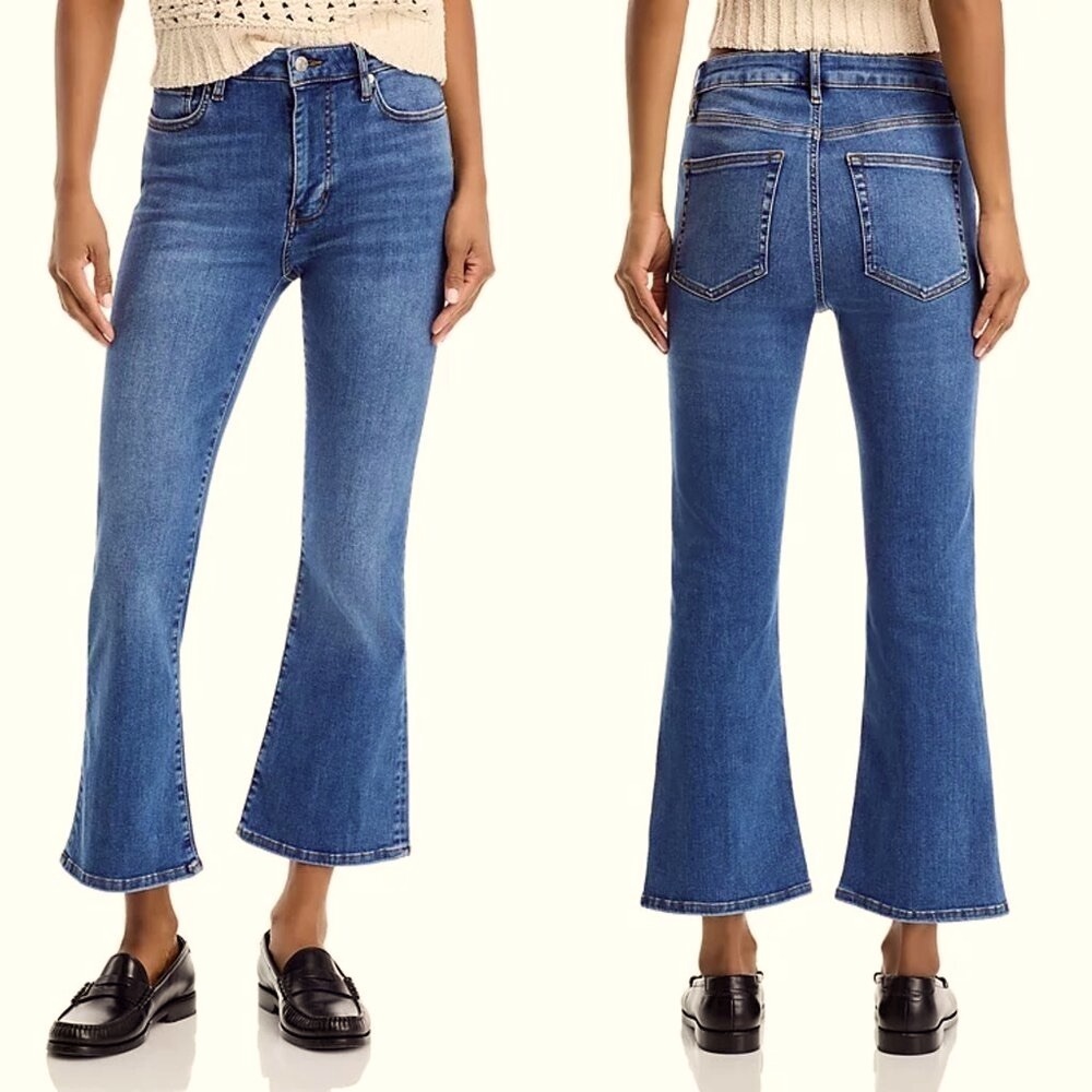 FRAME Le Crop Mini High Rise Bootcut Jeans in Mermaid Size 28